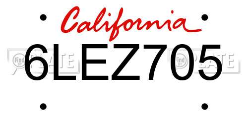 6LEZ705 California License Plate