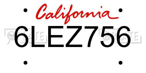 6LEZ756 California License Plate