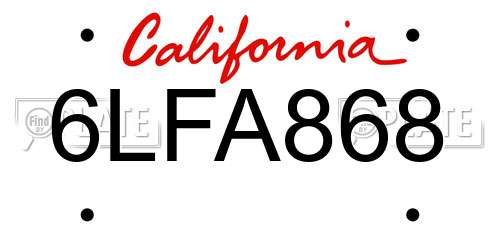 6LFA868 California License Plate