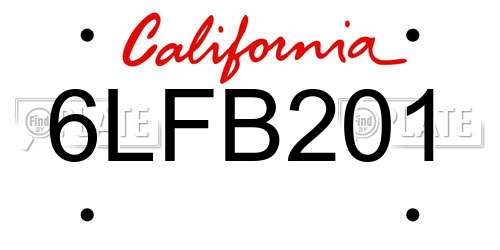 6LFB201 California License Plate