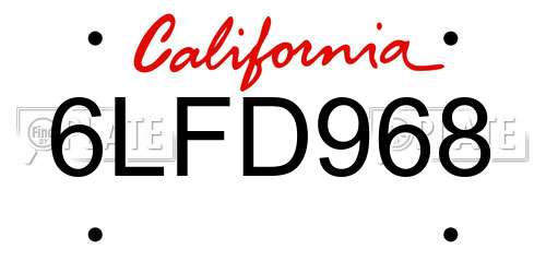 6LFD968 California License Plate