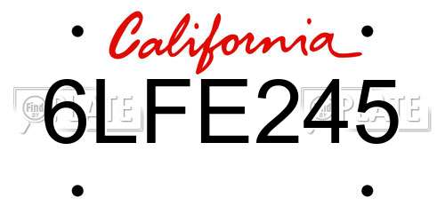 6LFE245 California License Plate