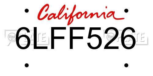 6LFF526 California License Plate