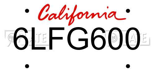 6LFG600 California License Plate