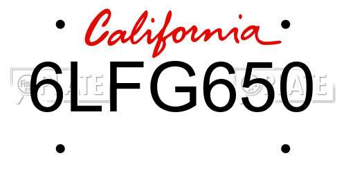 6LFG650 California License Plate