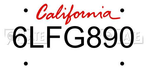 6LFG890 California License Plate
