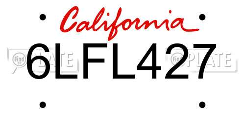 6LFL427 California License Plate