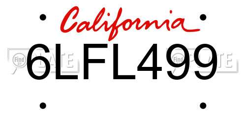 6LFL499 California License Plate