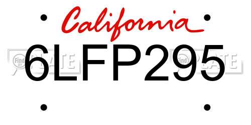 6LFP295 California License Plate