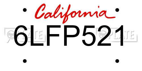 6LFP521 California License Plate
