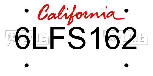 6LFS162 California License Plate