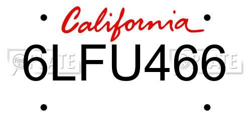6LFU466 California License Plate