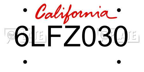6LFZ030 California License Plate