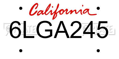 6LGA245 California License Plate