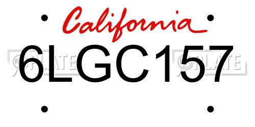 6LGC157 California License Plate