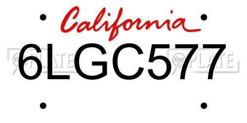 6LGC577 California License Plate
