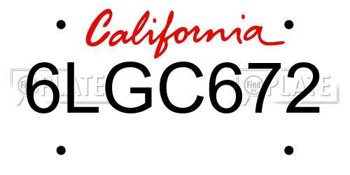 6LGC672 California License Plate