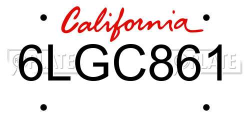 6LGC861 California License Plate