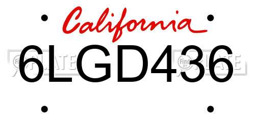 6LGD436 California License Plate