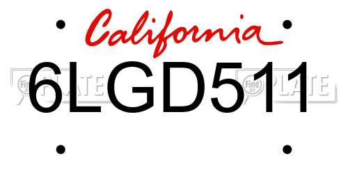 6LGD511 California License Plate
