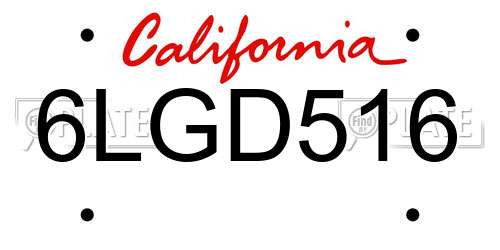6LGD516 California License Plate