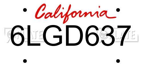 6LGD637 California License Plate