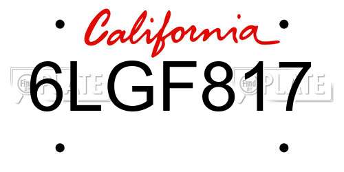 6LGF817 California License Plate