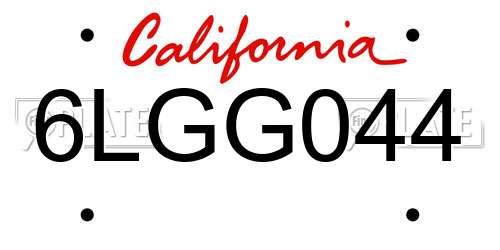 6LGG044 California License Plate