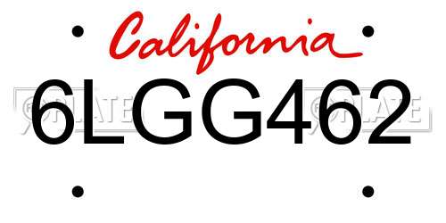 6LGG462 California License Plate