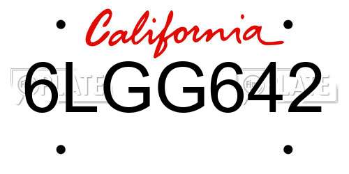 6LGG642 California License Plate