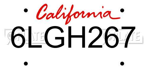 6LGH267 California License Plate