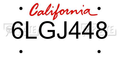 6LGJ448 California License Plate