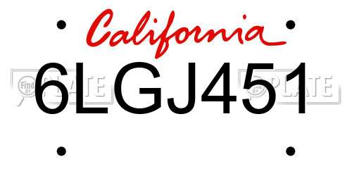 6LGJ451 California License Plate