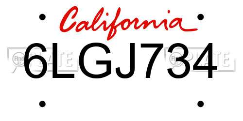 6LGJ734 California License Plate