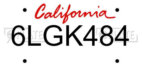 6LGK484 California License Plate