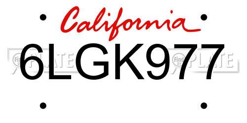 6LGK977 California License Plate