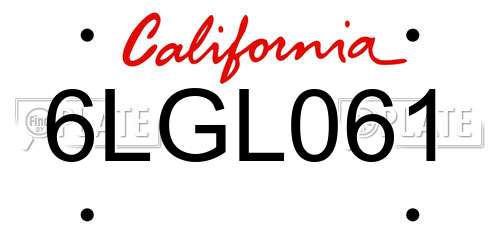 6LGL061 California License Plate