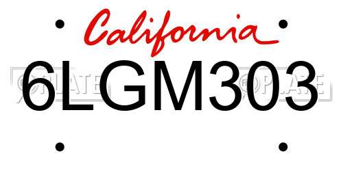 6LGM303 California License Plate