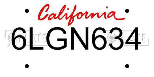 6LGN634 California License Plate