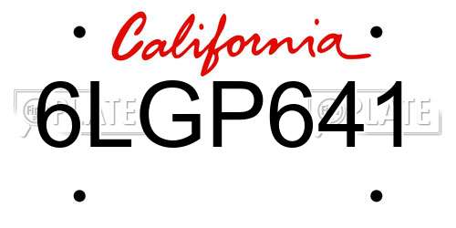 6LGP641 California License Plate