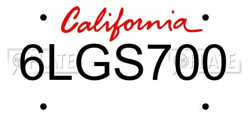 6LGS700 California License Plate