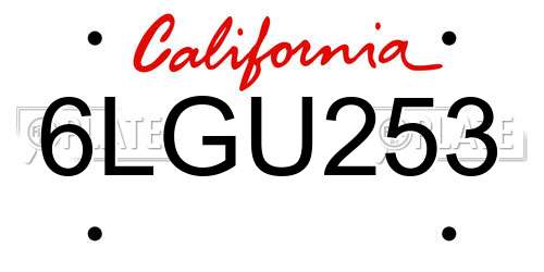 6LGU253 California License Plate