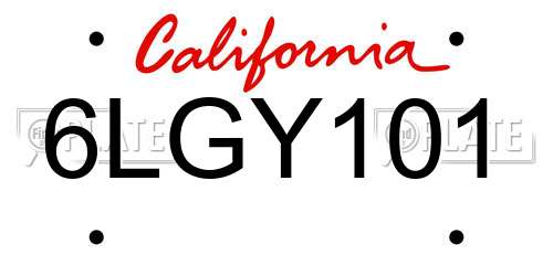 6LGY101 California License Plate
