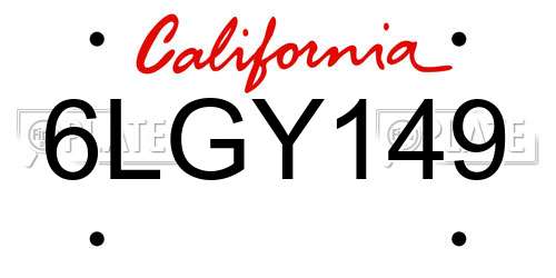 6LGY149 California License Plate