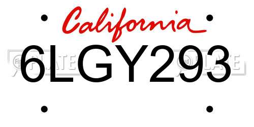 6LGY293 California License Plate