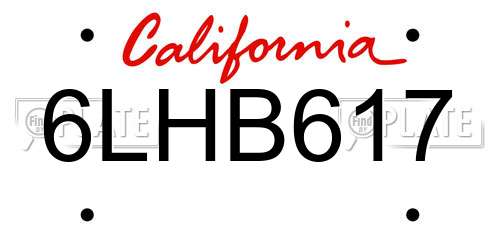 6LHB617 California License Plate