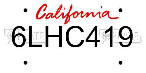 6LHC419 California License Plate