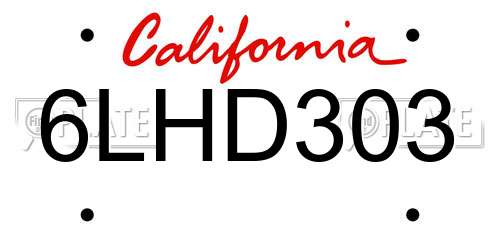 6LHD303 California License Plate