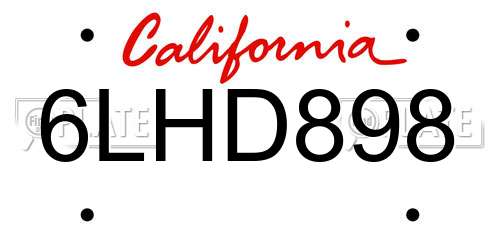 6LHD898 California License Plate