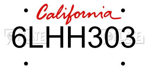 6LHH303 California License Plate